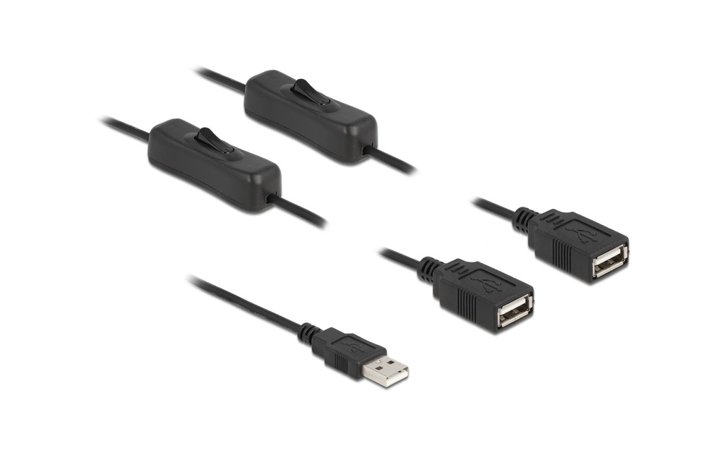 Delock Câble électrique USB avec interrupteur USB-A - USB-A 1 m