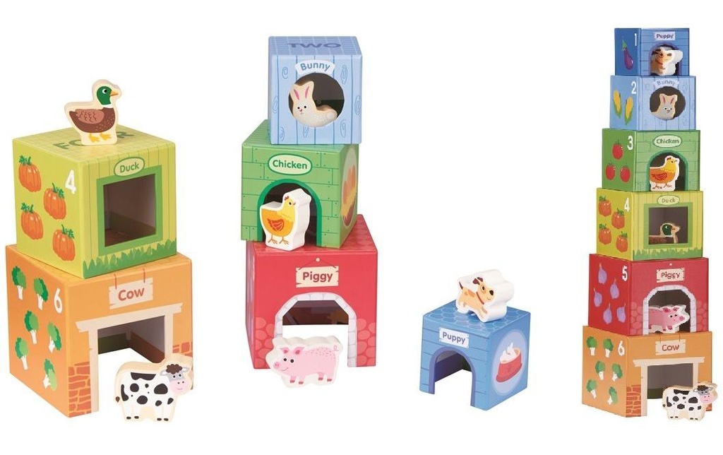 Spielba Holzspielwaren Jouet empilable avec des animaux en bois
