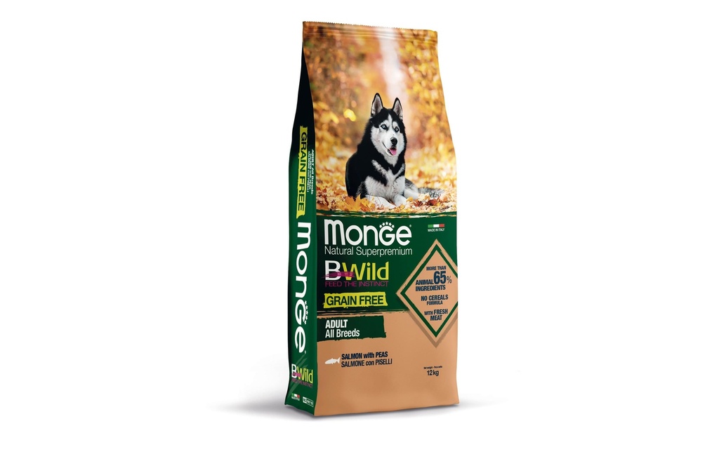 Monge Alimentation sèche Bwild Grain Free Adult, saumon, 12 kg