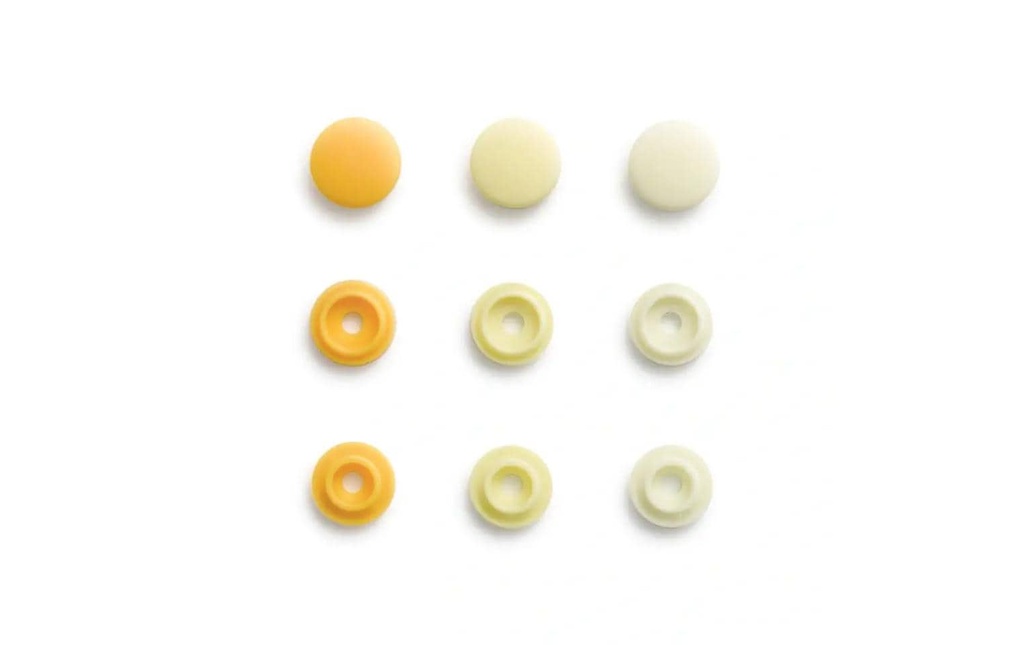 Prym Boutons poussoirs Boutons de couleur Jaune clair, Ø 9 mm, 36 pièces