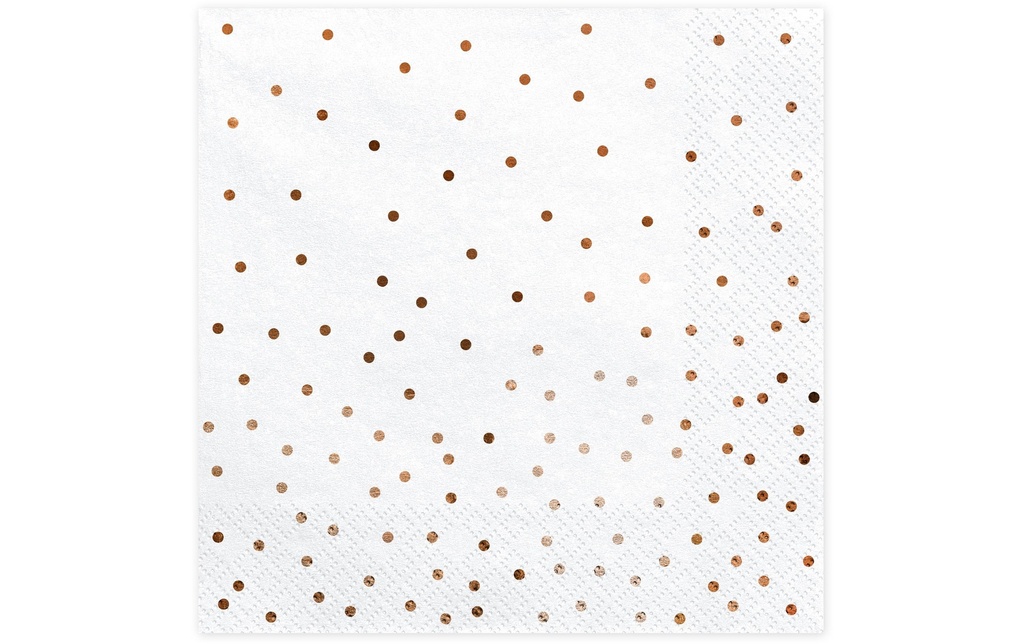 Partydeco Serviettes en papier Dots 33 cm x 33 cm, 20 Pièce/s, Blanc