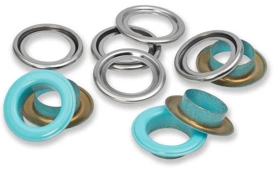 Prym Œillets avec disques 15 pièces, menthe-argent
