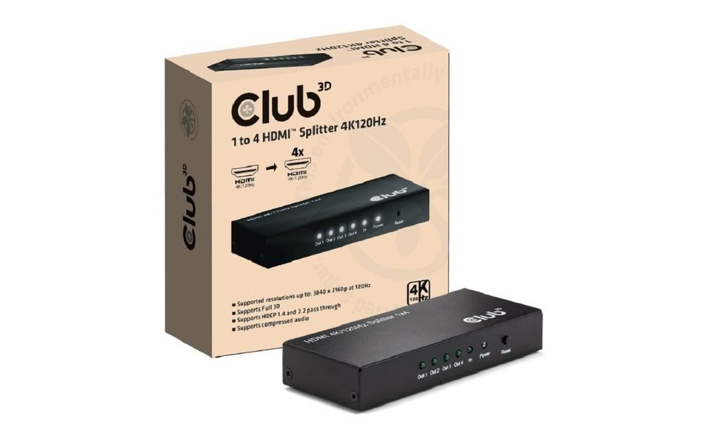 Club 3D Diviseur de signaux à 4 ports CSV-1385