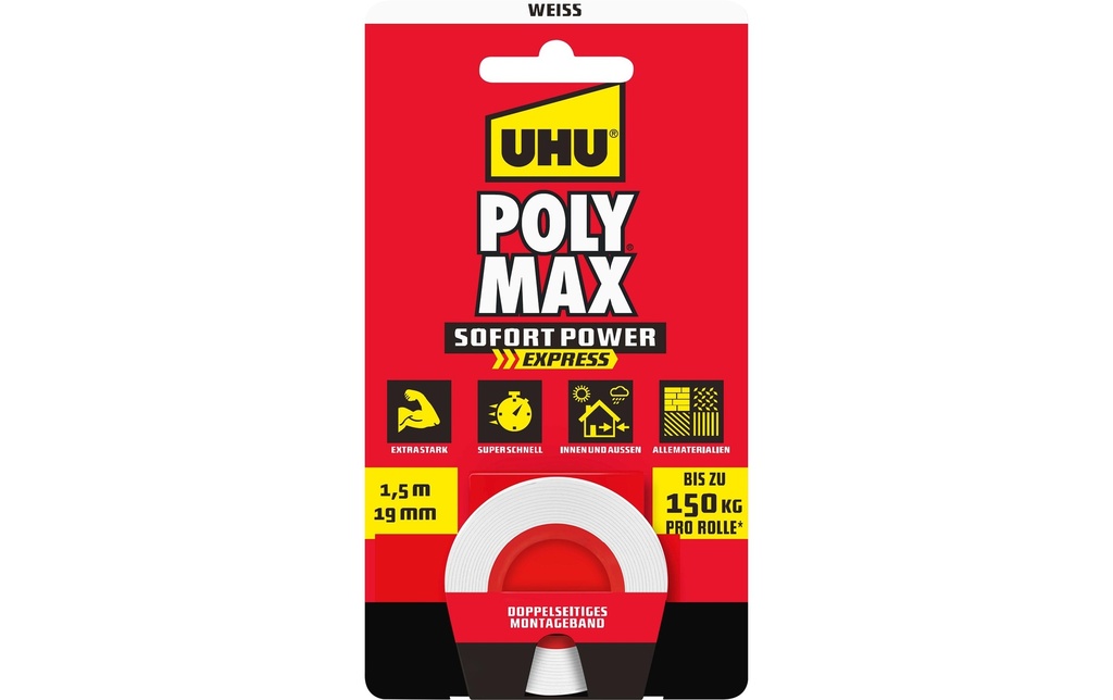 UHU Poly Max Tape Blanc 1.5 m