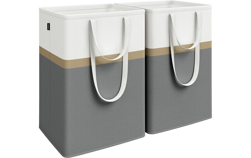 Songmics Corbeille à linge Lot de 2 110 l, Blanc