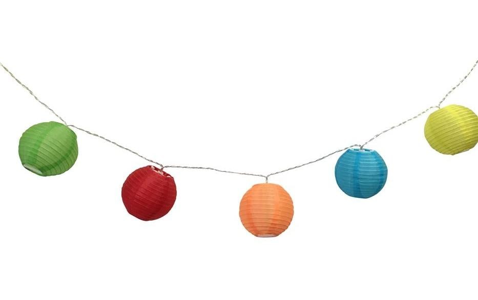 Dameco Guirlande lumineuse solaire à LED avec des balles en nylon colorées