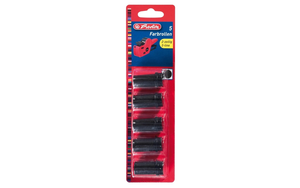Herlitz Rouleau à peinture Rouleau de remplacement pour étiqueteuse de prix 2 lignes, 5 pièces