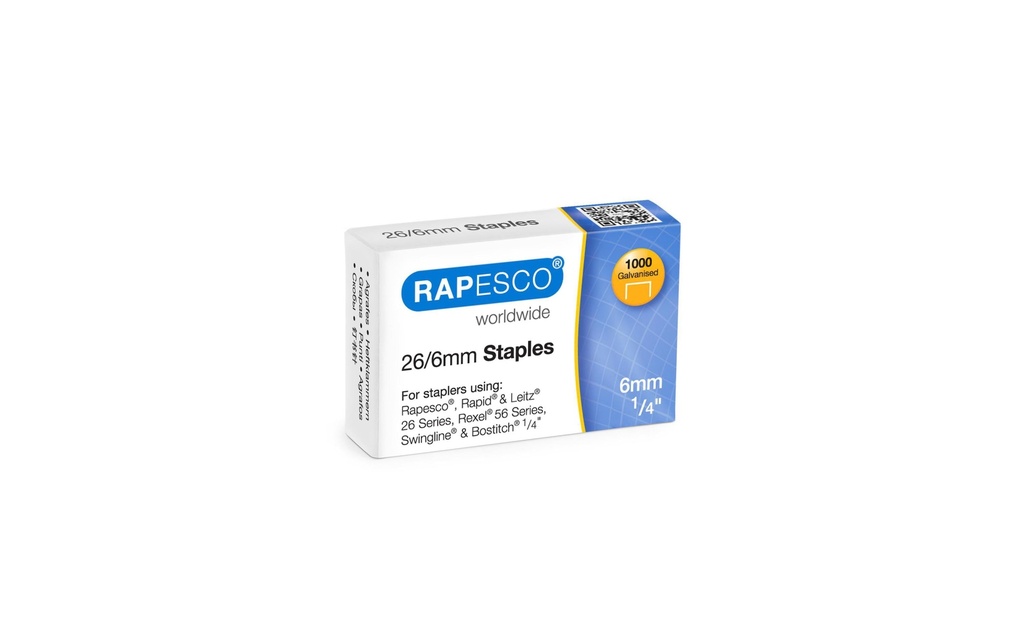 Rapesco Agrafe 26/6 mm 1000 pièces