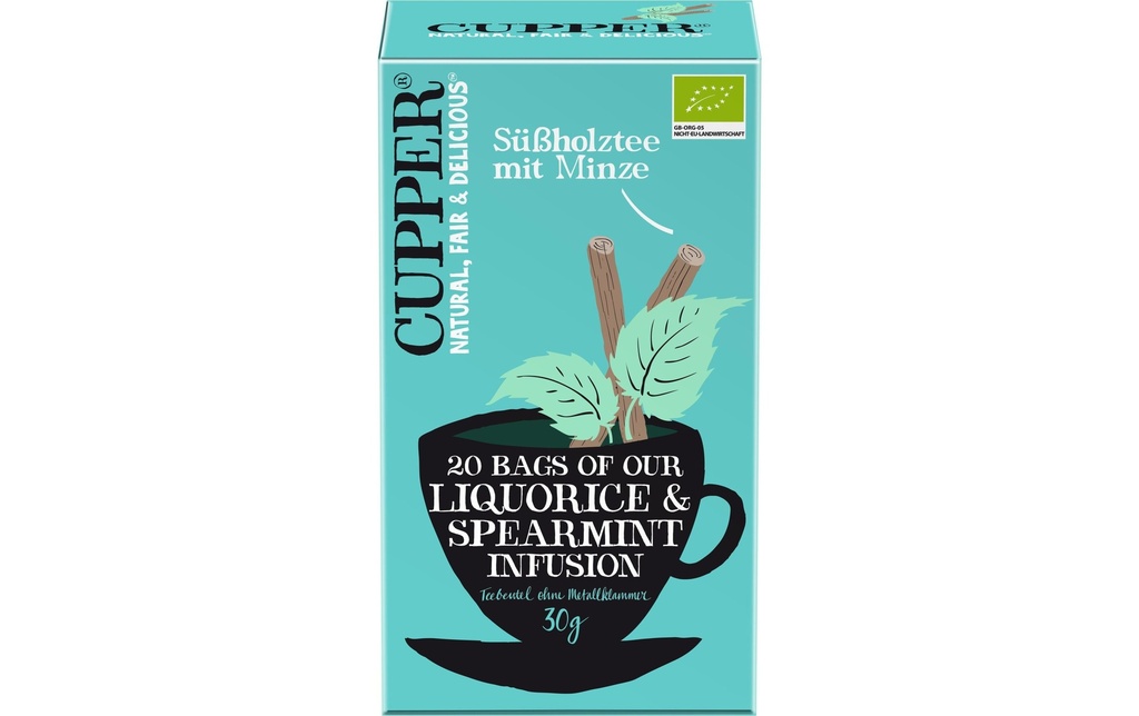 Cupper Sachet de thé Bio Thé de réglisse à la menthe 20 pièces