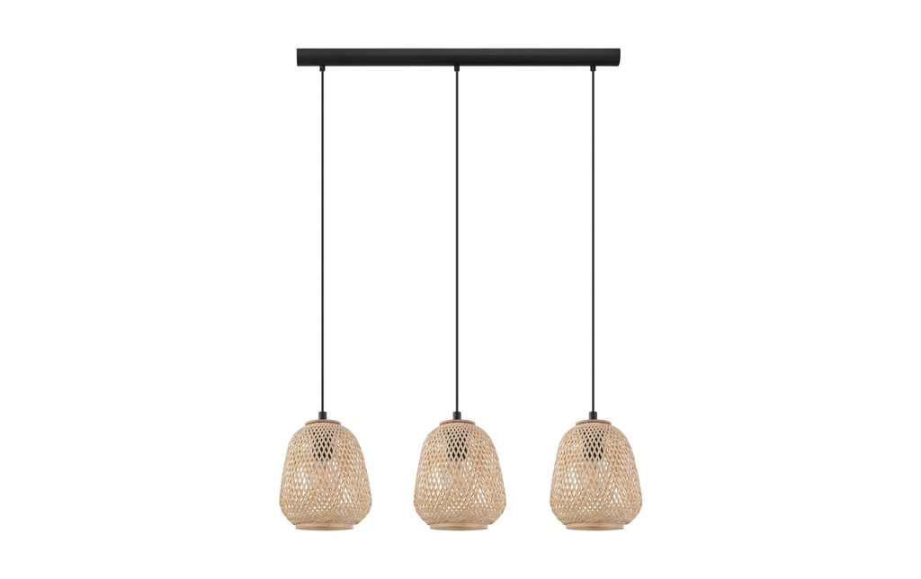 EGLO Leuchten Lampe suspendue DEMBLEBY 3x E27, Noir/Nature