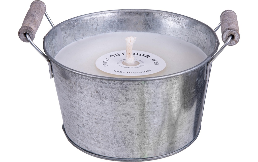 Wenzel Kerzen Bougie de jardin avec bol en zinc 15 x 8.5 cm