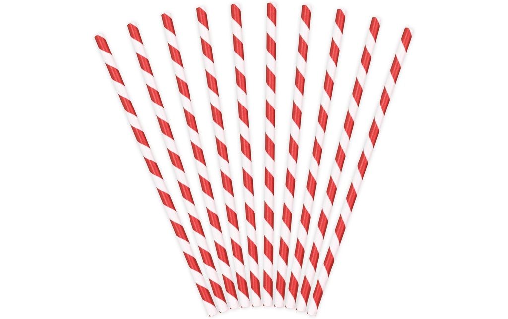 Partydeco Paille 19,5 cm, 10 Pièce/s, Rouge/Blanc
