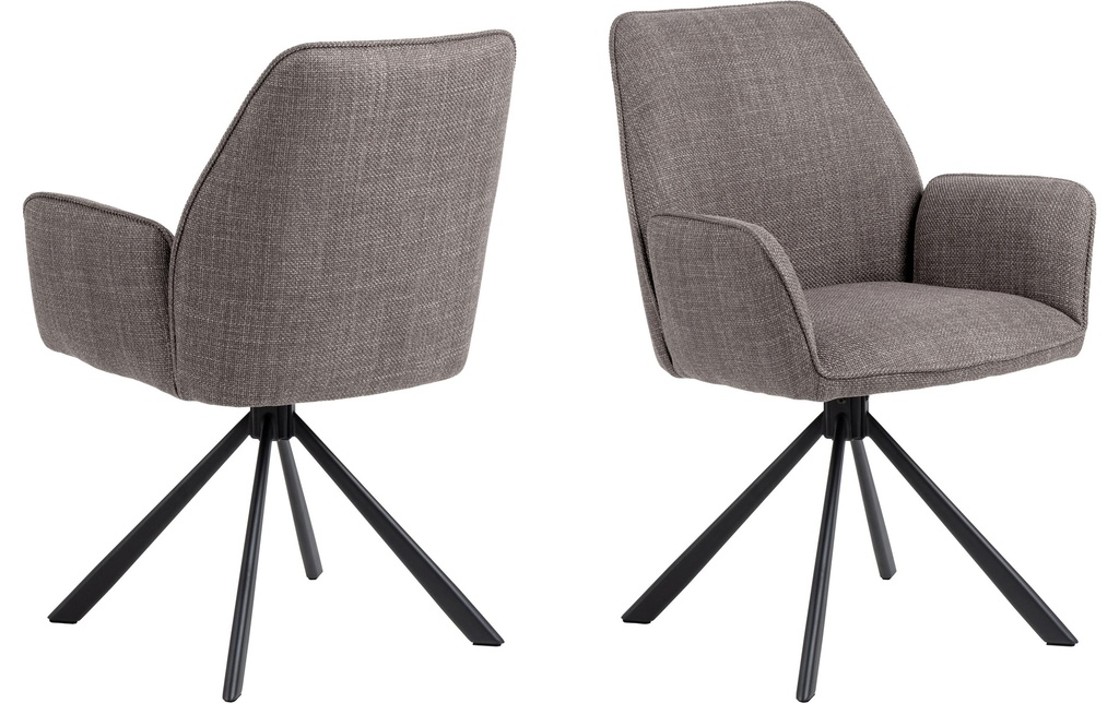 AC Design Chaise Glenda, 2 pièces, Gris clair/marron