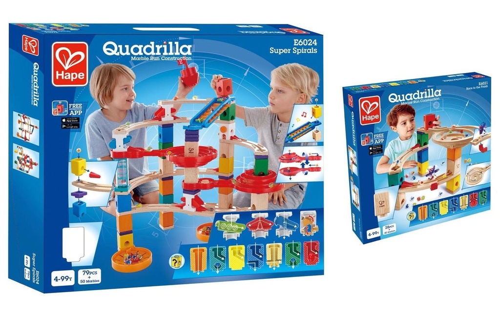 Hape Circuit de billes Château de Quadrilla Super Spiral & Fin de course