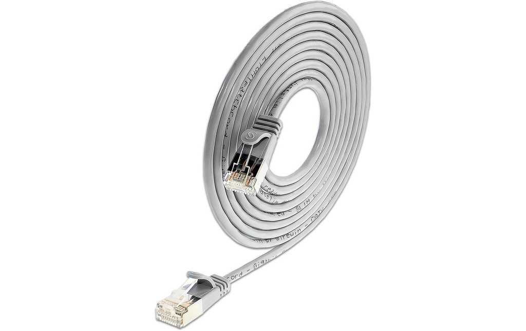 SLIM Câble patch slim RJ-45 - RJ-45, Cat 6, STP, 0.15 m, Gris