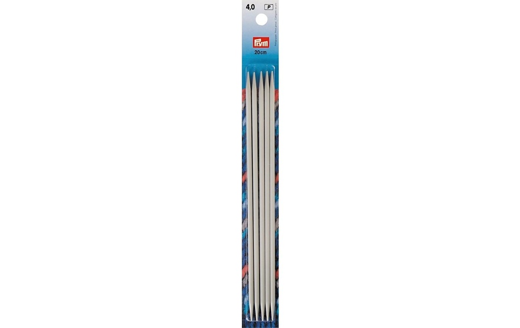 Prym Aiguilles à tricoter pour bas Gris 4 mm x 20 cm, carte 5 pièces