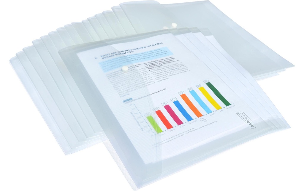 Rapesco Dossier de documents A4+, Transparent, 20 pièces