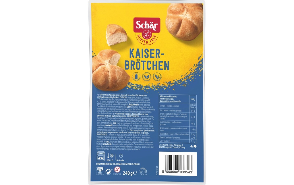 Dr.Schär Kaiserbrötchen sans gluten 240 g