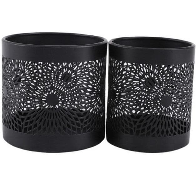 CHALET Photophore Oyolo Set de 2, 10 cm, Noir