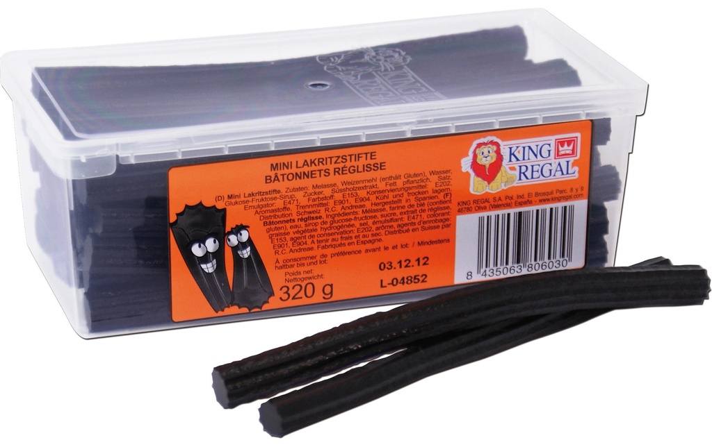 King Regal Bonbons gommeux Mini bâtons de réglisse 320 g