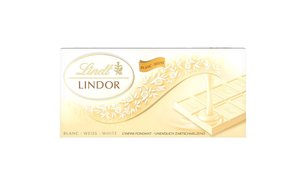 Lindt Tablette de chocolat Lindor Blanc 100 g