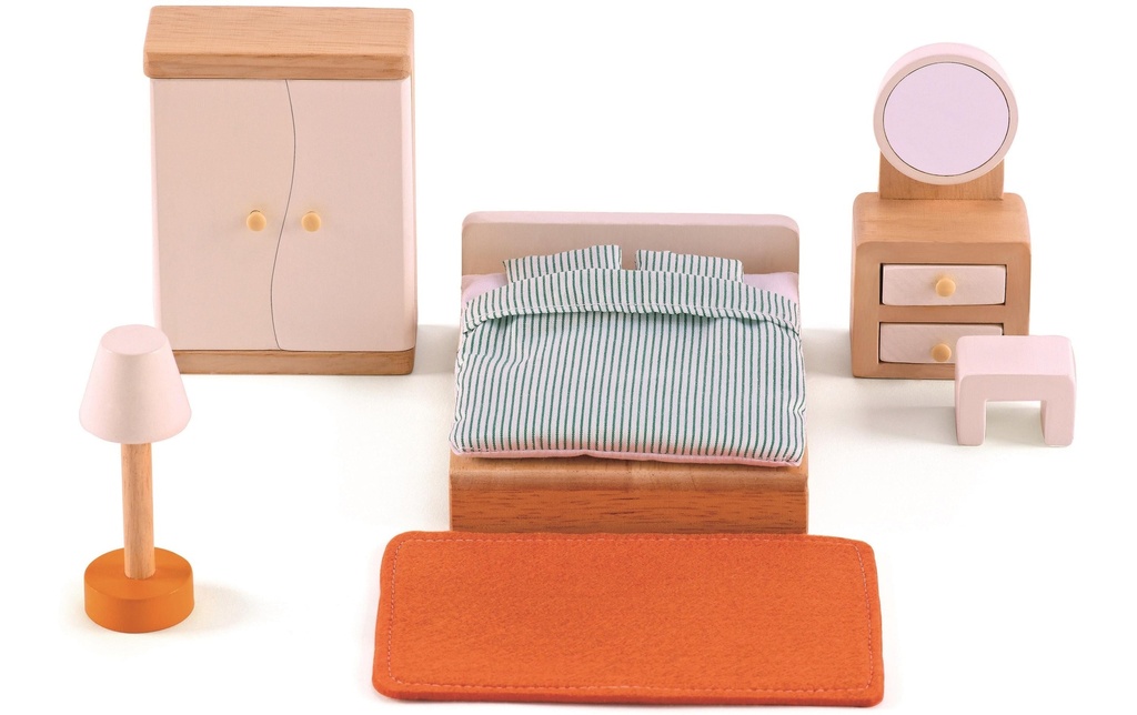 Hape Meuble de maison de poupée Chambre à coucher