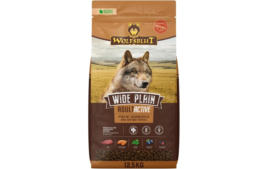 Wolfsblut Alimentation sèche Dog Wide Plain Active Adult, 12.5 kg