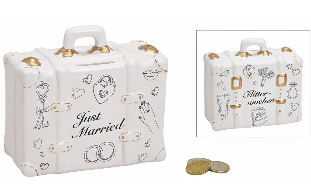 G. Wurm Tirelire Valise Just Married 6 x 14 x 13 cm