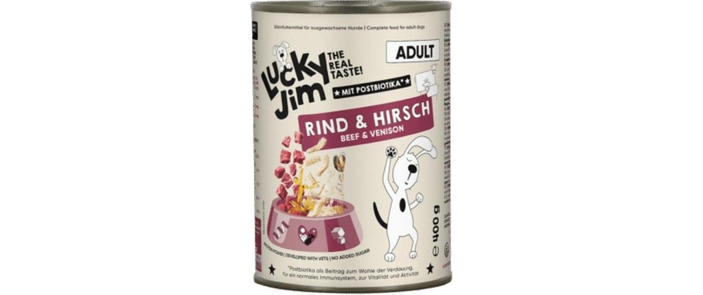 Lucky Jim Alimentation humide Adult bœuf et cerf 400g