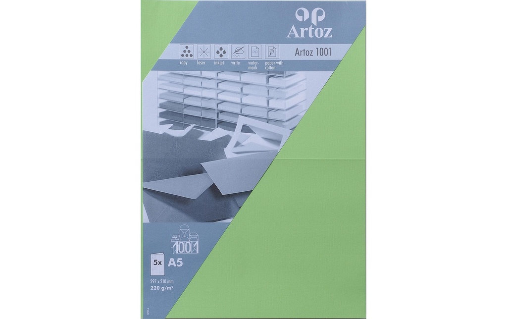 Artoz Carte vierge 1001, A5, 5 feuilles, vert bouleau