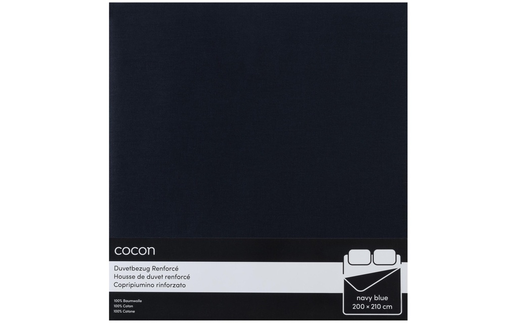 COCON Housse de duvet Renforcé 200 x 210 cm, Bleu marine