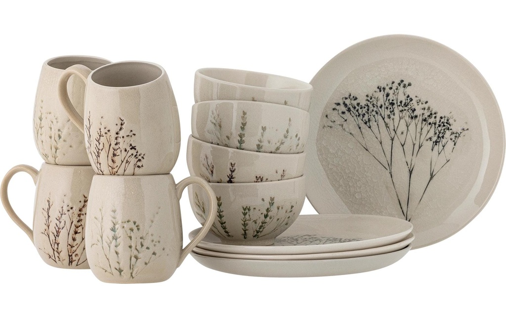 Bloomingville Set d’assiettes Bea 12 pièces, Nature