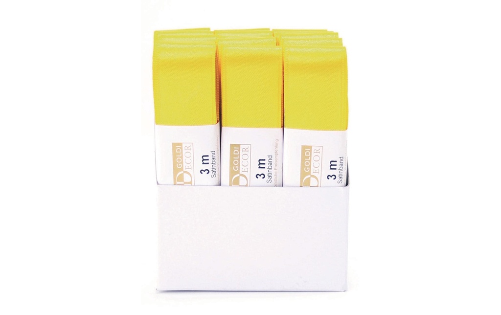 GOLDINA Ruban de satin 25 mm x 3 m, jaune, 1 pièce