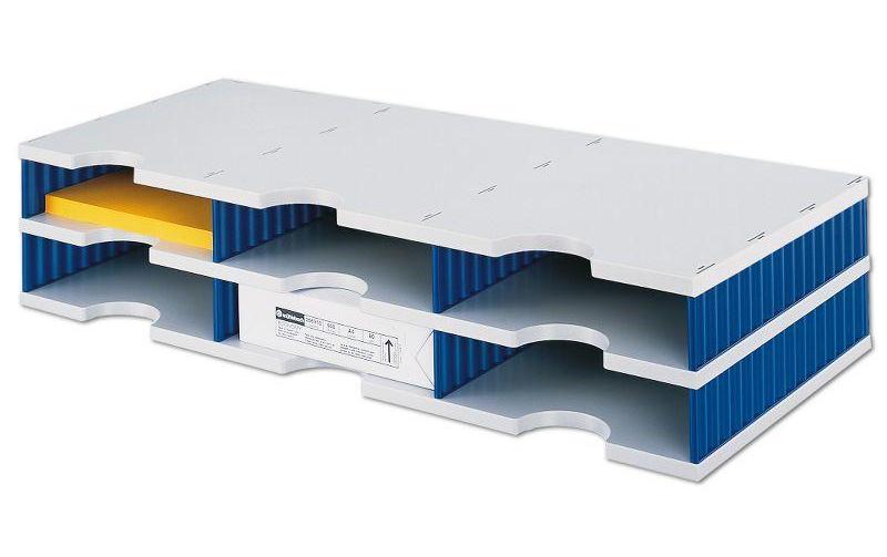 Styro Rangement pour documents styrodoc trio Standard, Bleu, 6 compartiments
