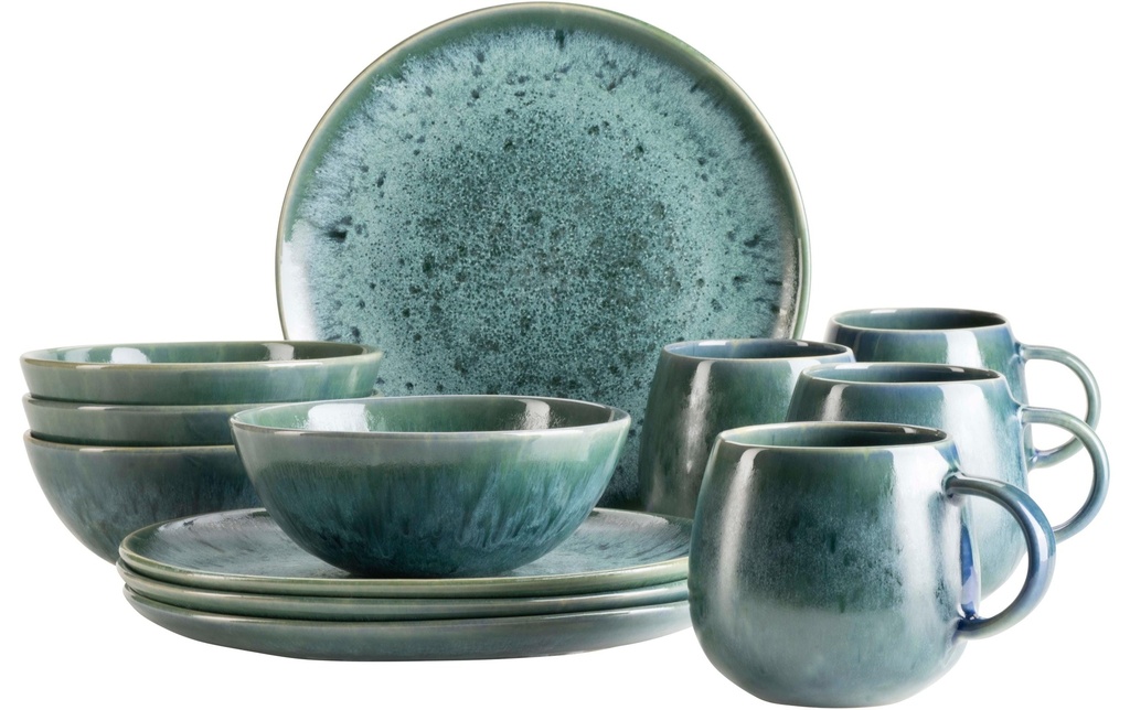 Mäser Assiettes pour le petit-déjeuner et à dessert Carellia 12 pièces, bleu