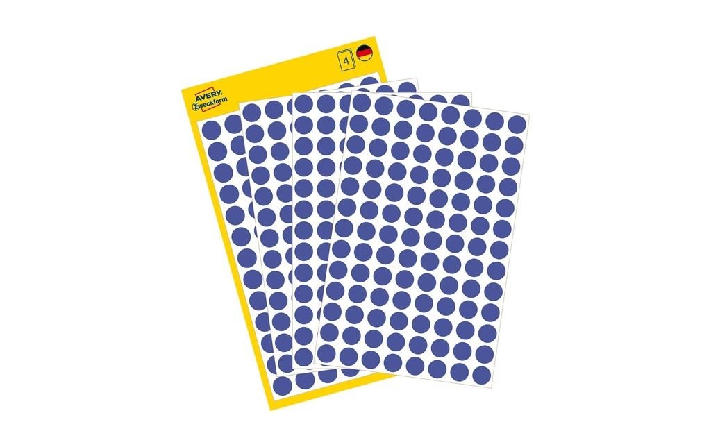 Avery Zweckform Pastilles adhésives Ø 8 mm, 4 feuilles, bleu