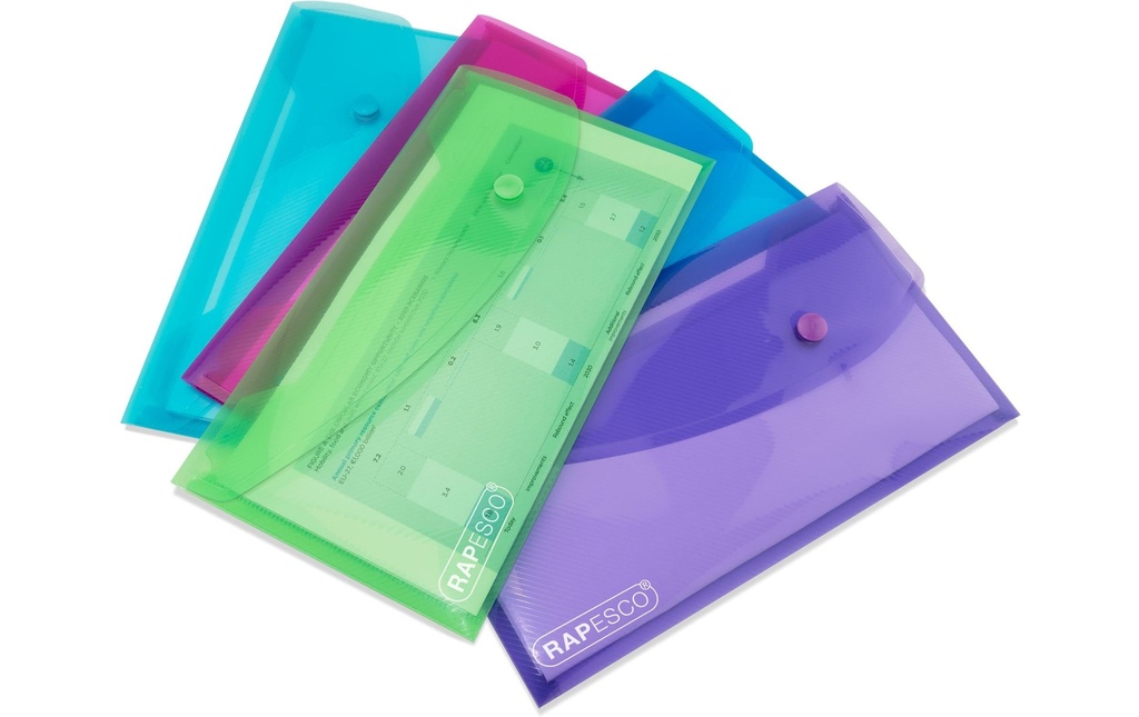 Rapesco Dossier de documents DL, Couleurs transparentes assorties, 5 pièces