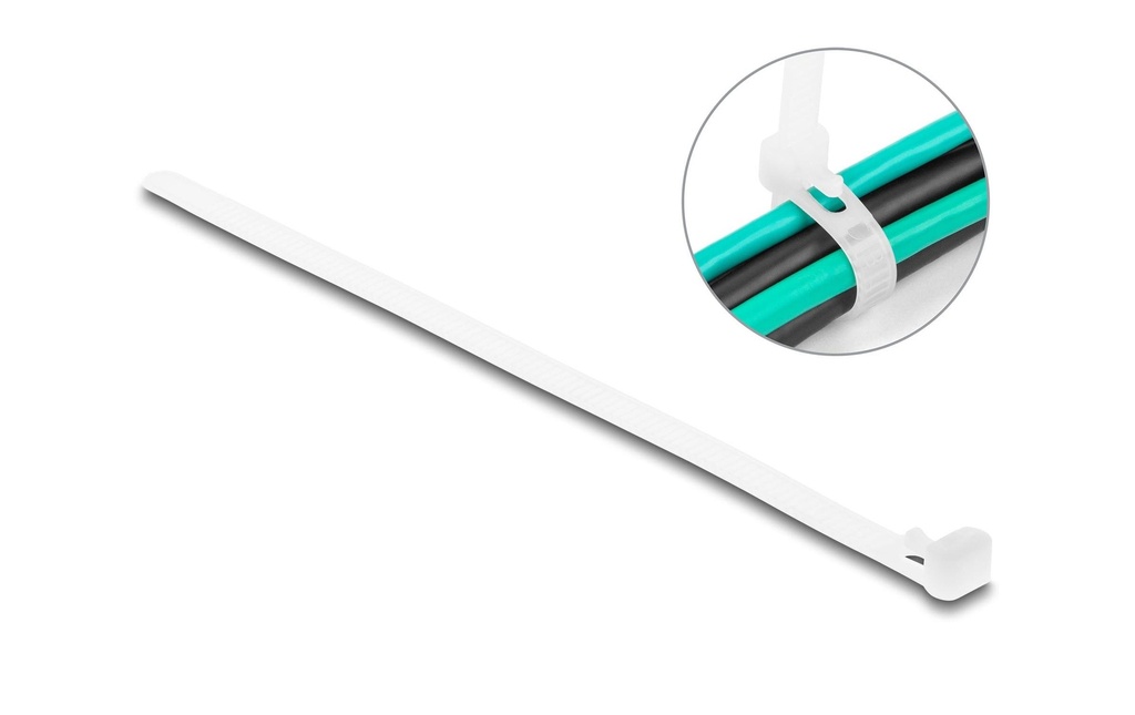 Delock Serre-câble Blanc 150 mm x 7.2 mm, 100 pièces