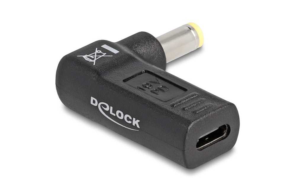 Delock Adaptateur USB-C vers 5.5 x 2.5 mm angulé à 90°