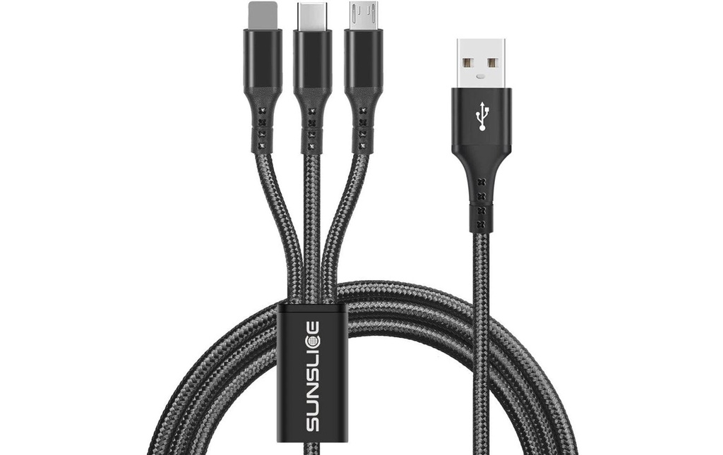 SunSlice Câble Trident Lightning/USB-C/Micro-USB A