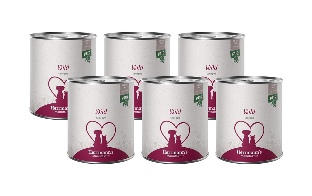 Herrmann's Alimentation humide Gibier Viande pure 6 x 800 g