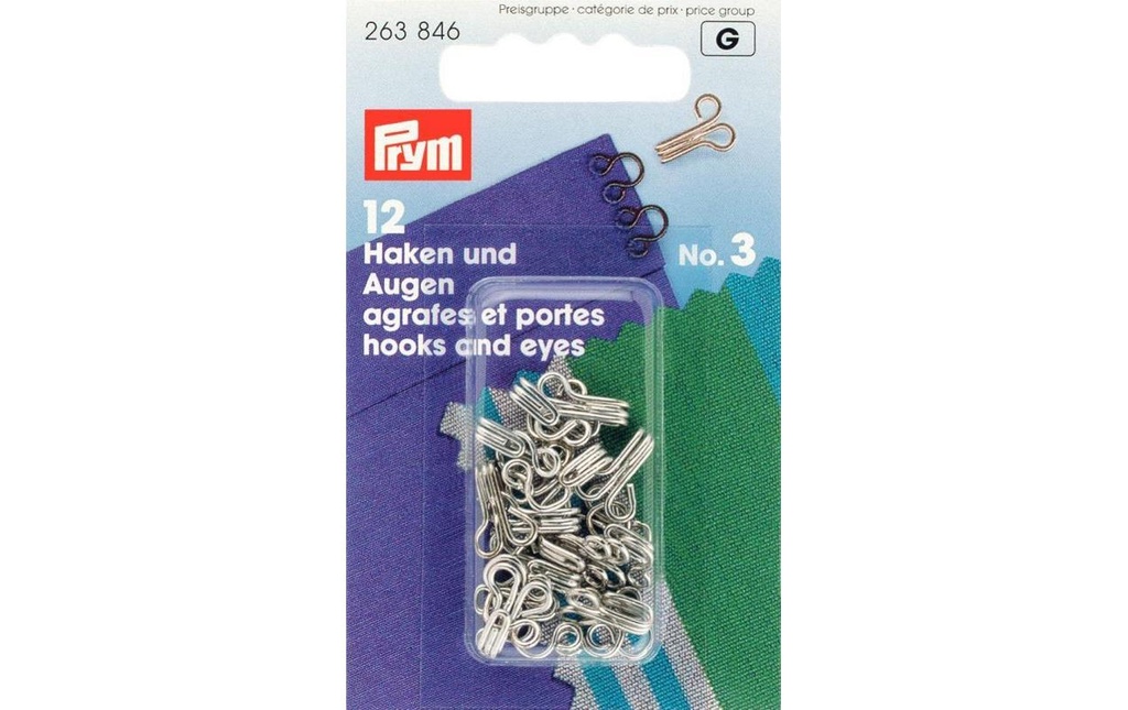 Prym Œillets Argent, n° 3, 12 pièces