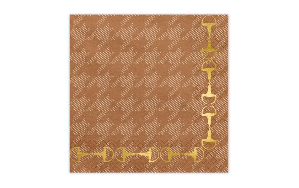 Partydeco Serviettes en papier Étriers, Marron, 33 x 33 cm, 12 pièces