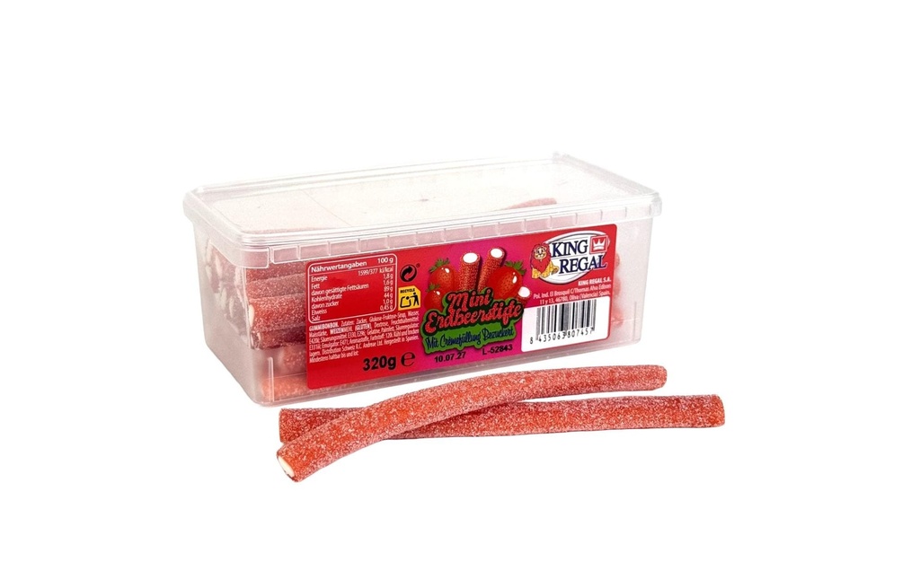 King Regal Bonbons gommeux Mini bâtonnets de fraises sucrés 320 g