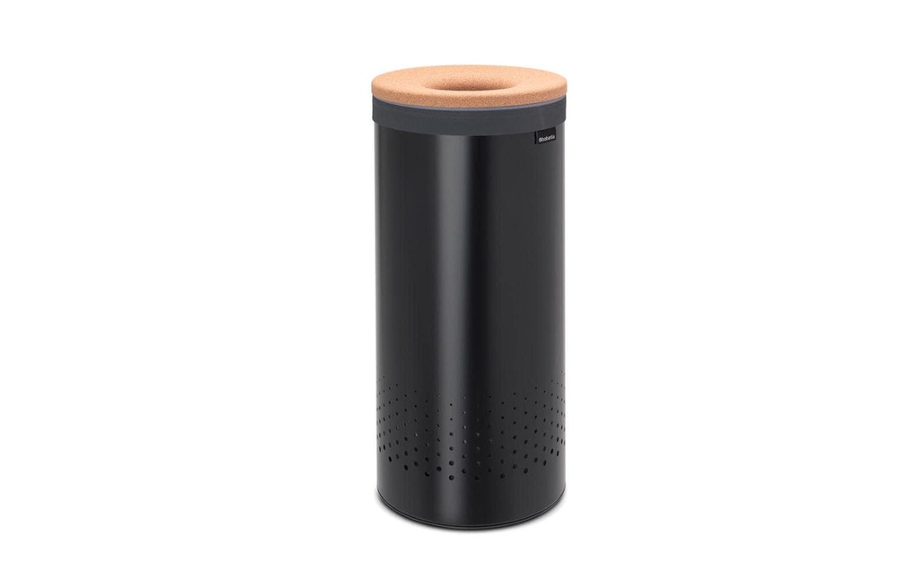 Brabantia Corbeille à lessive avec couvercle en liège, 35 litres, noir