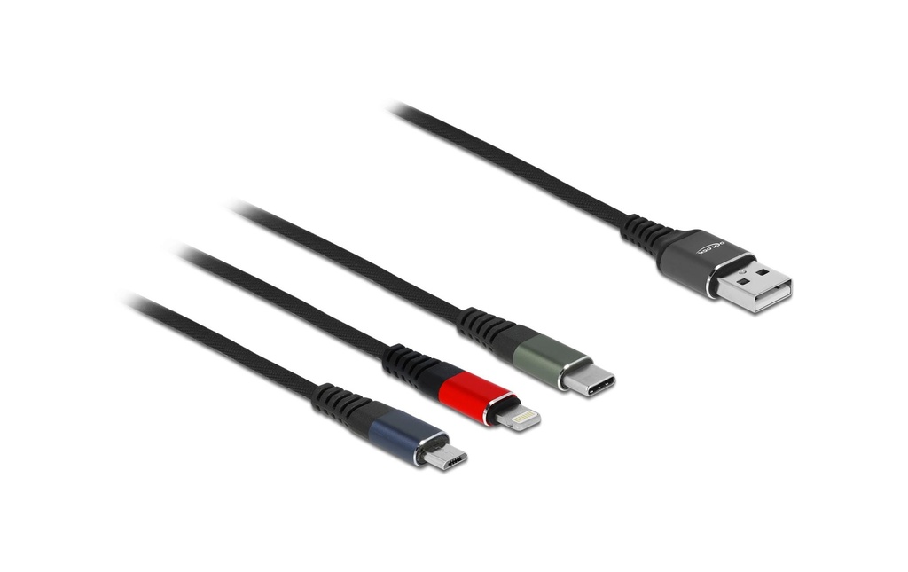 Delock Câble chargeur USB USB-A - Lightning/USB-C/Micro-USB B 1 m