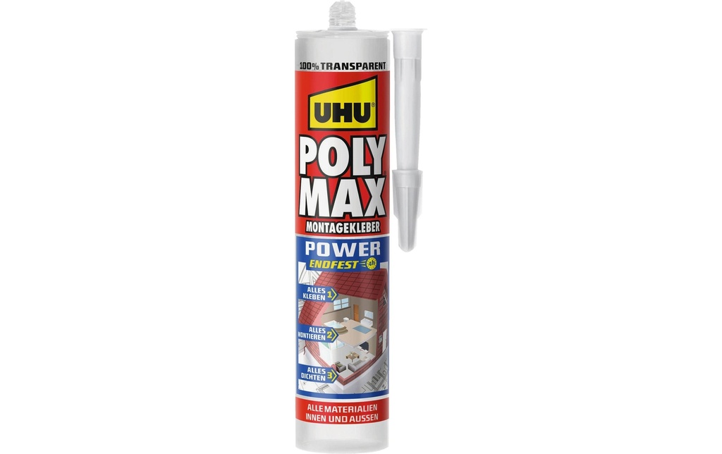 UHU Adhésif de montage Poly Max Power 300 ml, Transparent