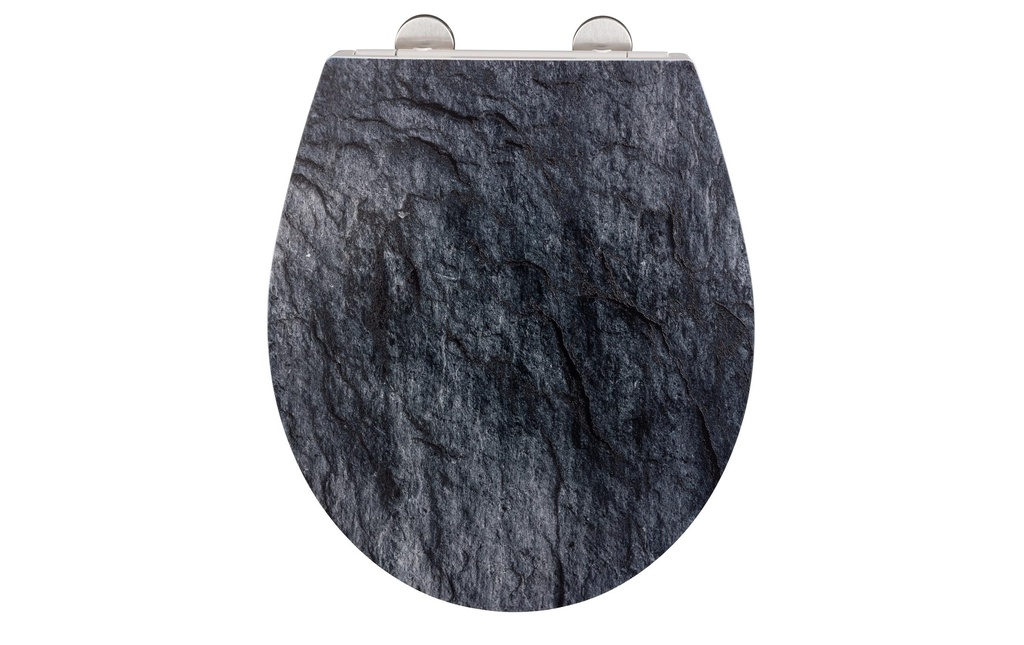 Wenko Siège de toilette Slate Rock Système d'abaissement automatique, Gris