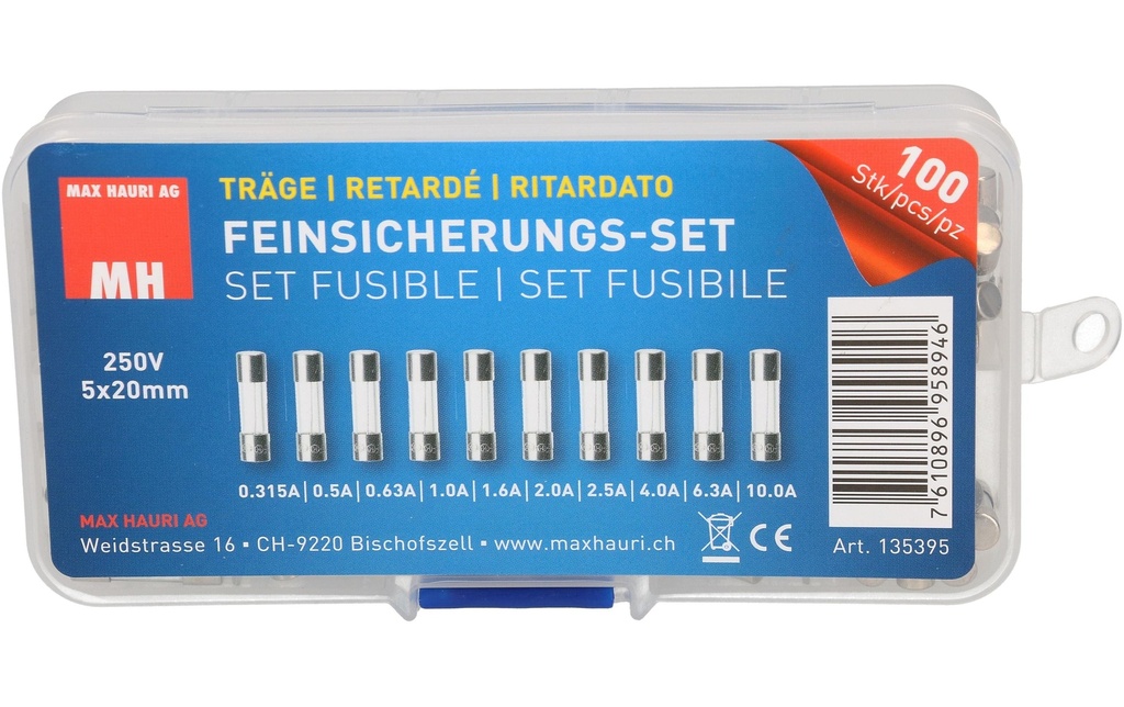 Max Hauri Fusible Set 5 x 20 mm support, 100 pièces
