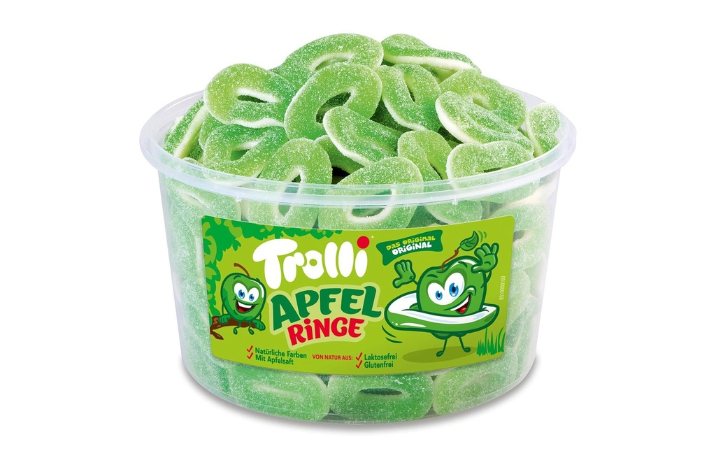 Trolli Bonbons gommeux Boîte de rondelles de pomme aigres 1,2 kg